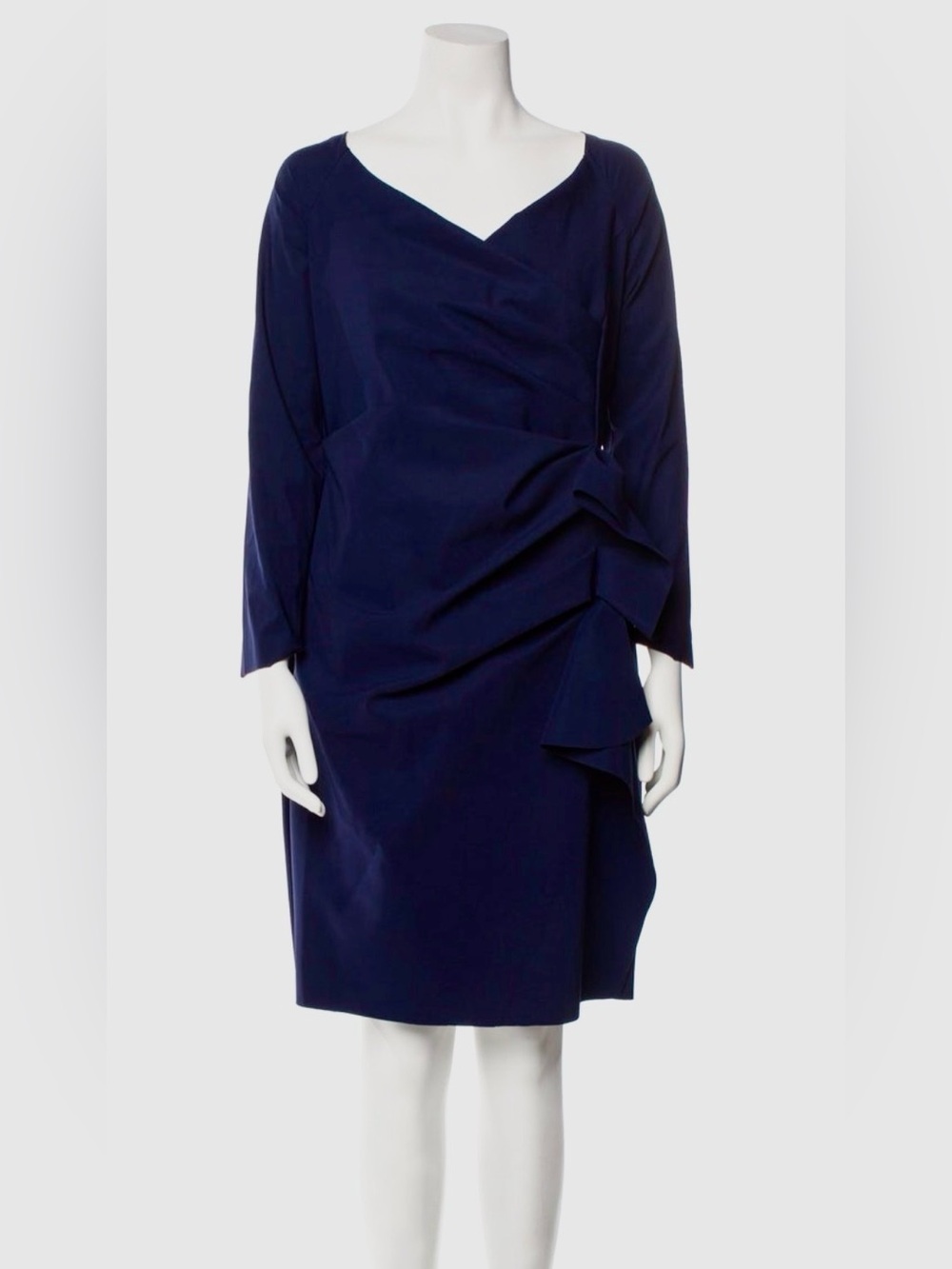 Chiara Boni NWT Navy Long-Sleeve Draped Sheath Dress
